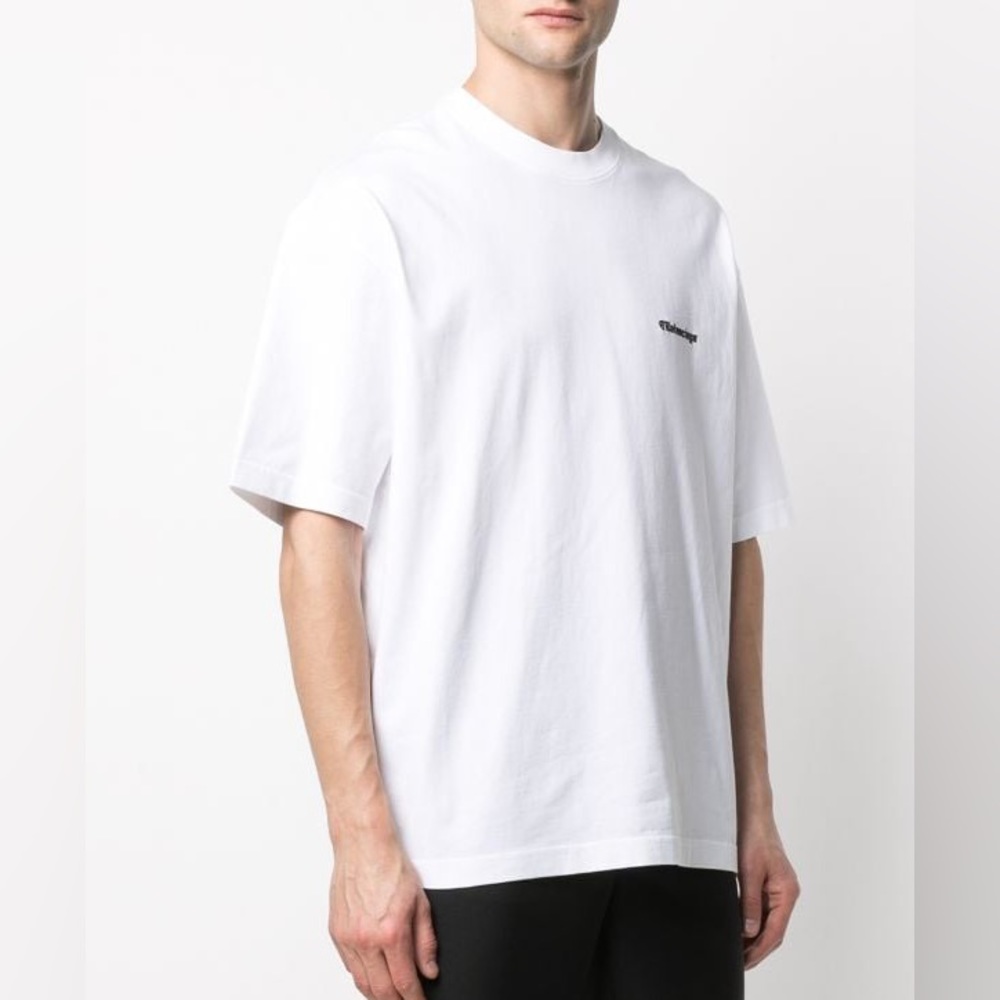 EUC Unisex Balenciaga BB Logo Embroidered Oversized Jersey Tee 100% Cotton White - Picture 4 of 13